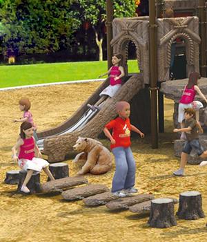 Скольжение спортивной площадки детей конструкции естественного ландшафта новое для малышей