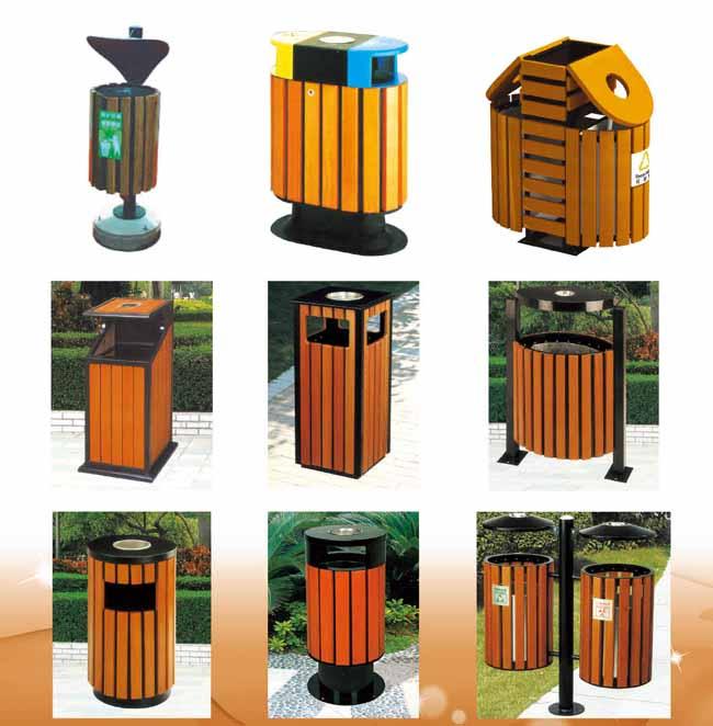 Сталь или твердые напольные мусорные корзины мусорных баков деревянные для парка с Ashtray